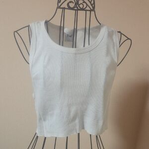 Tna White Ribbed Cotton Tank Top Size S